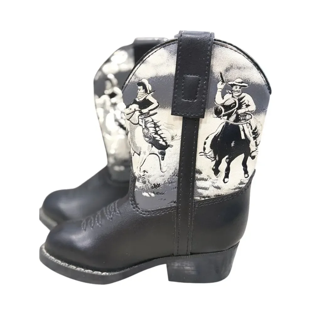 Vintage 90s Durango Kids 6C Cowboy Boots Shades of the Old West Black Leather